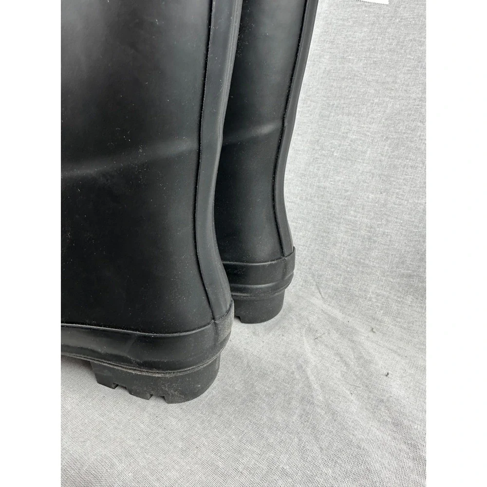 A New Day Women Black Rubber Rain Boots Matte Tall Waterproof Side Buckle Size 7